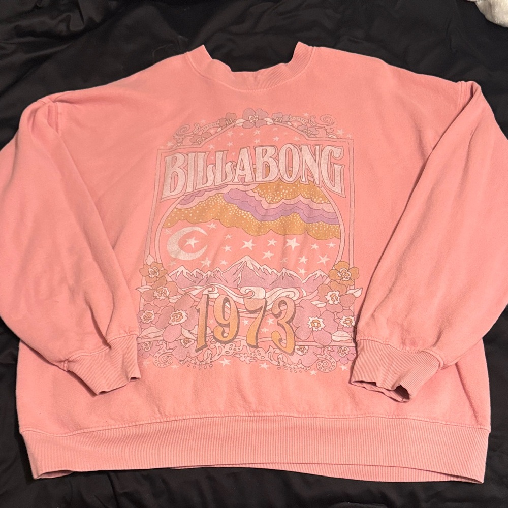 Billabong Graphic Pink Crew Neck Sweater